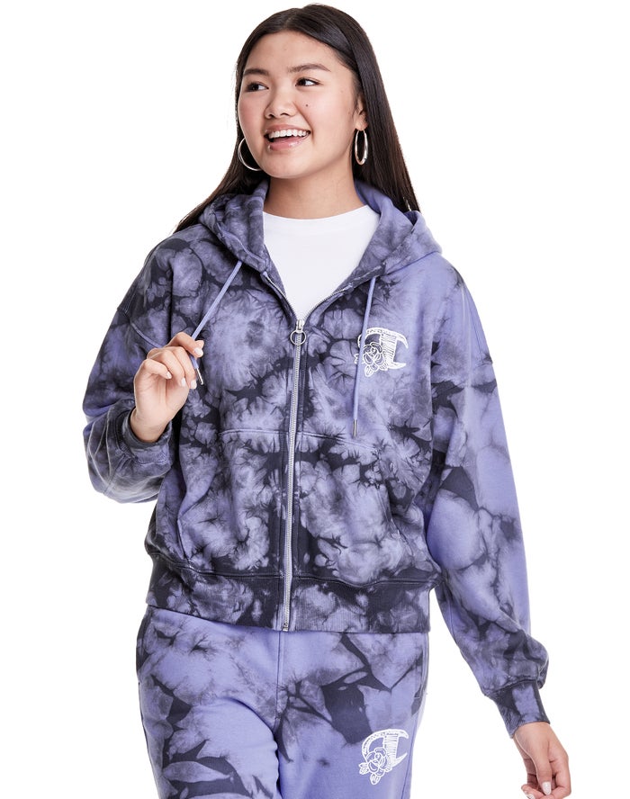 Champion Galaxy Dye Full Zip Boxy C Flower Logo - Naisten Violetit Huppari - Suomi 9842730-KB